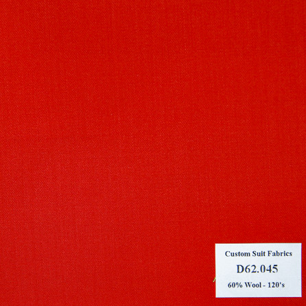  D62.045 Kevinlli V4 - Vải Suit 60% Wool - Đỏ Trơn